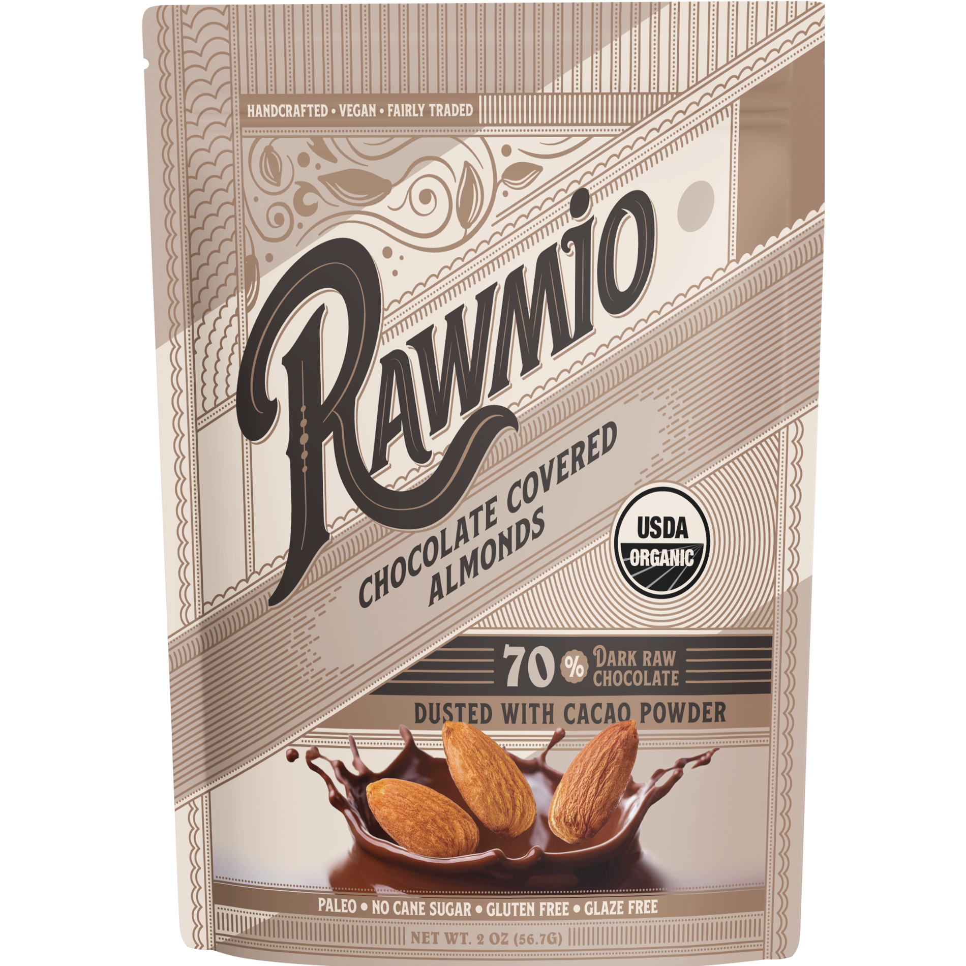 Chocolate Covered Almonds - Organic, Raw, Vegan, 70% Dark