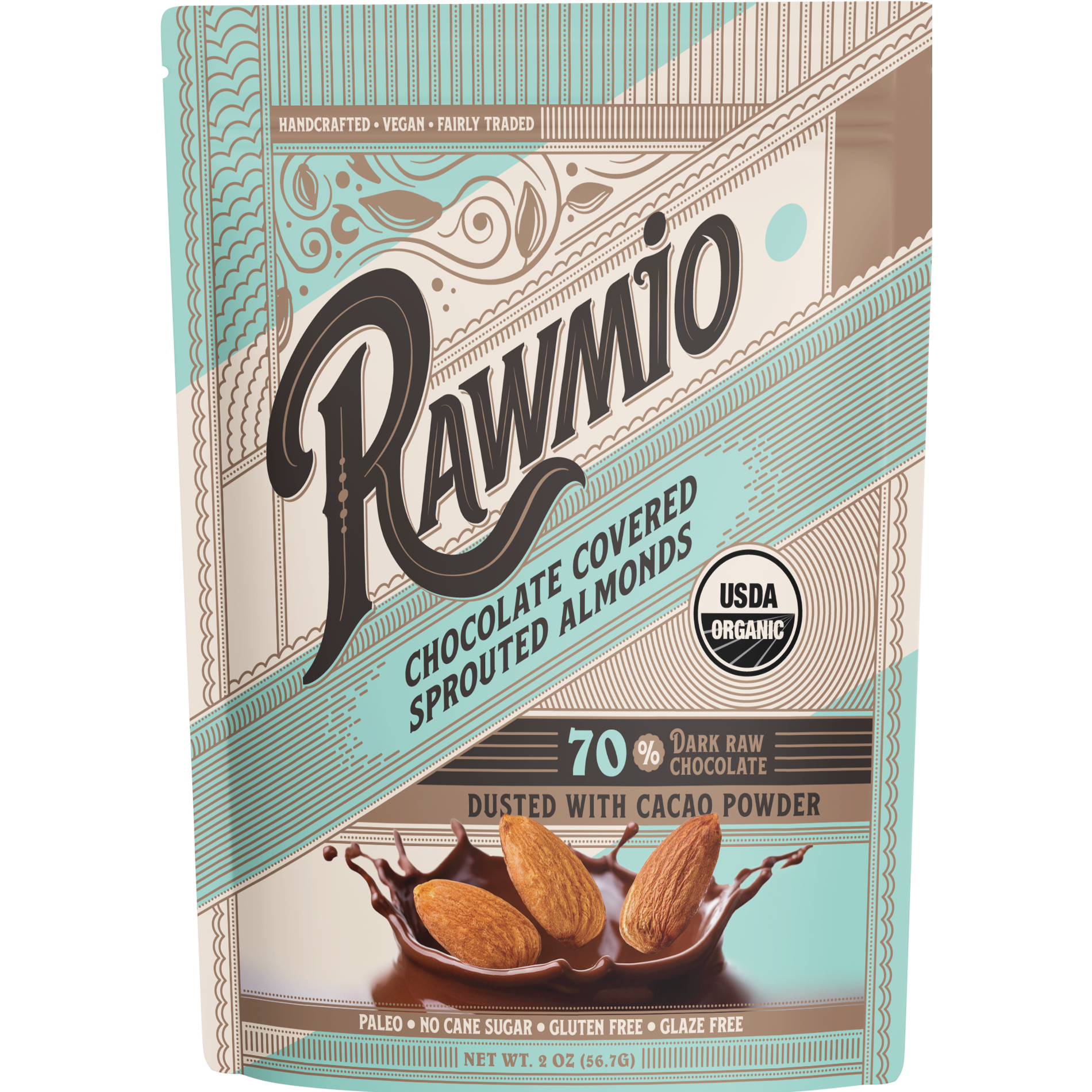 Chocolate Covered Sprouted Almonds - Organic, Raw, Vegan, 70% Dark