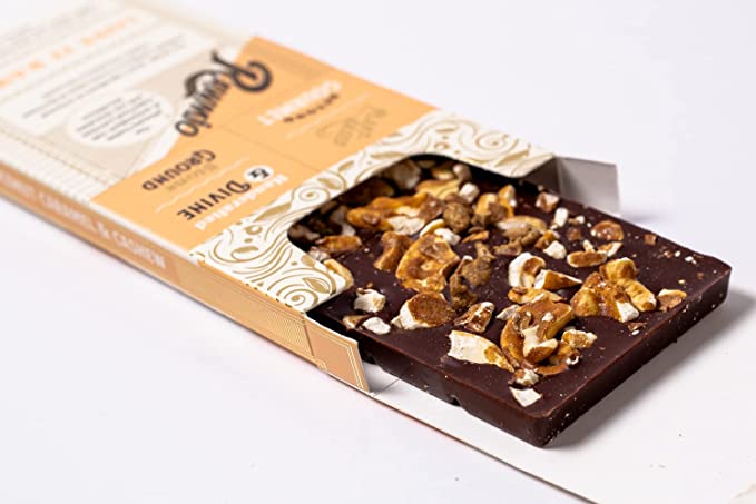 Delicious organic chocolate bar open box