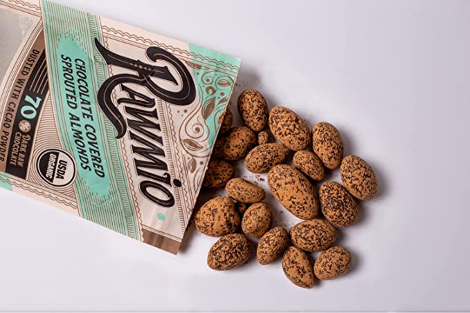 Delicious chocolate covered sprouted almonds open box