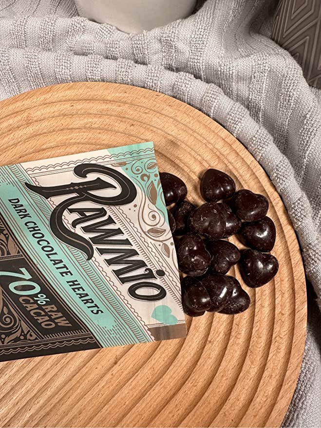 Delicious organic chocolate heards open box