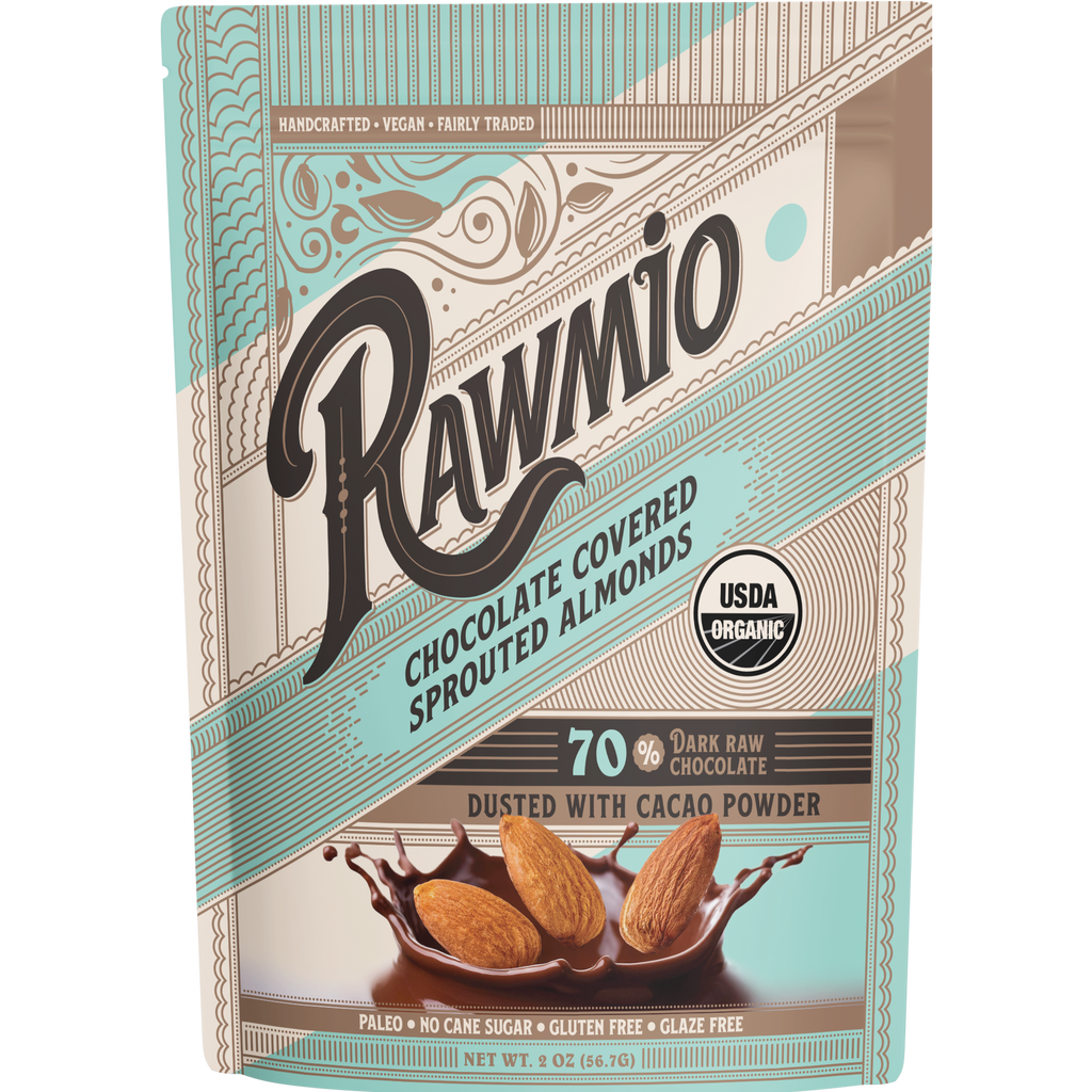 ロミ Chocolate Covered Sprouted Almonds - Organic, Raw, Vegan, 70% Dark