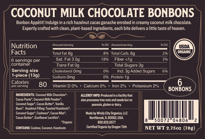 Rawmio Coconut Milk Chocolate Bonbons, 6ea