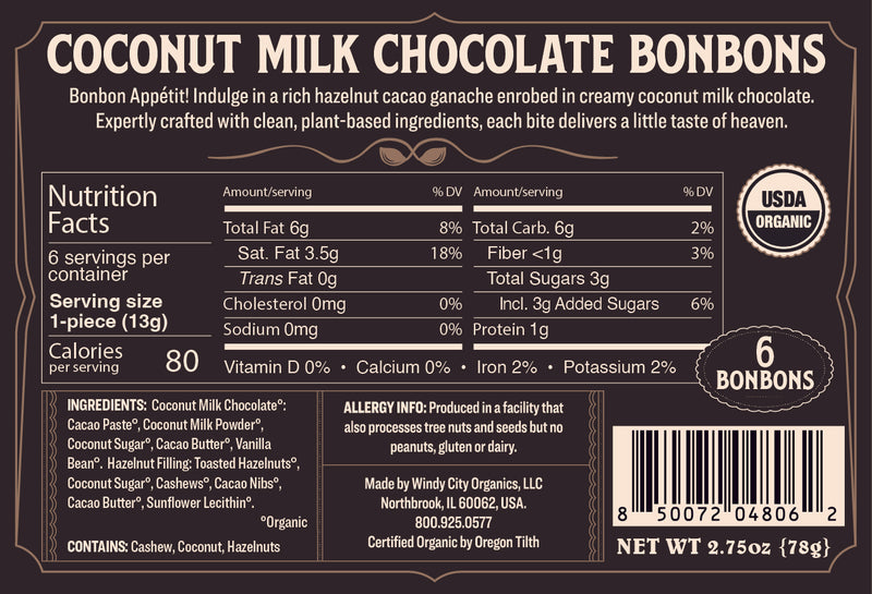 Rawmio Coconut Milk Chocolate Bonbons, 6ea