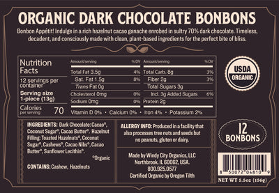 Rawmio 70% Dark Chocolate Bonbons, 12ea