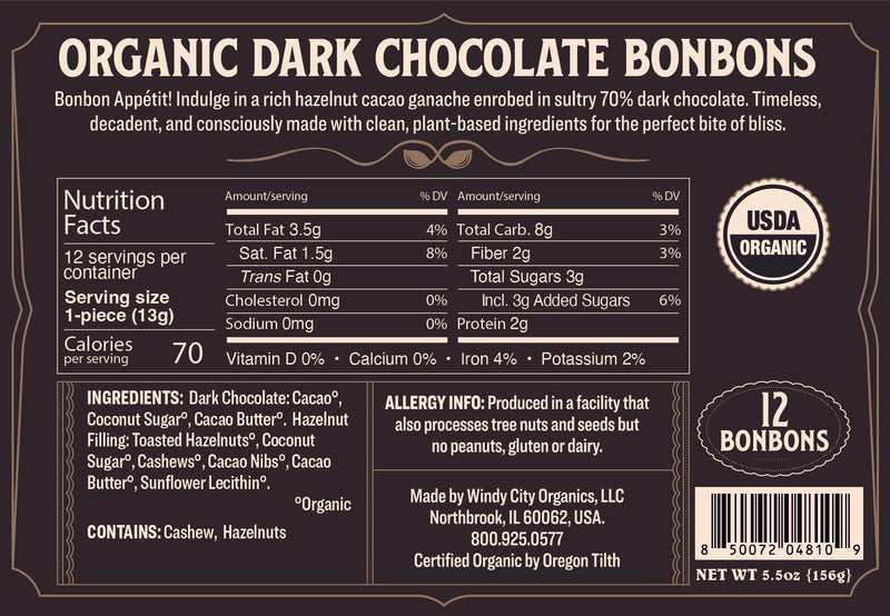 Rawmio 70% Dark Chocolate Bonbons, 12ea