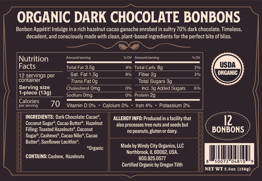 Rawmio 70% Dark Chocolate Bonbons, 12ea