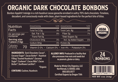 Rawmio 70% Dark Chocolate Bonbons, 24ea