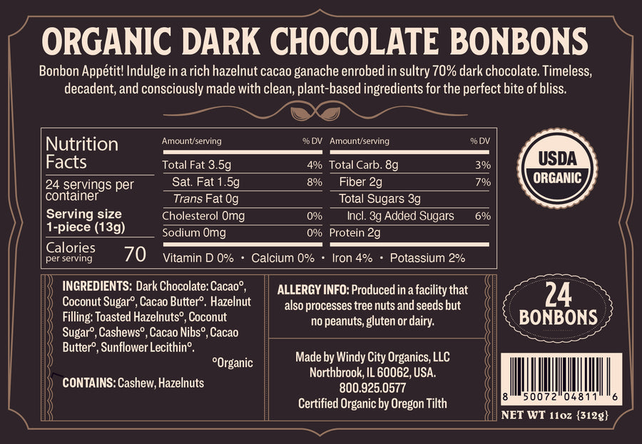 Rawmio 70% Dark Chocolate Bonbons, 24ea
