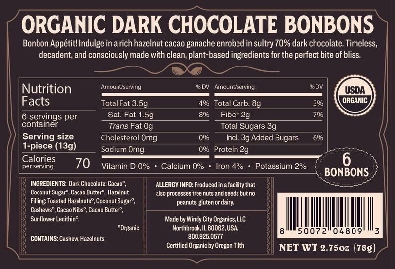 Rawmio 70% Dark Chocolate Bonbons, 6ea
