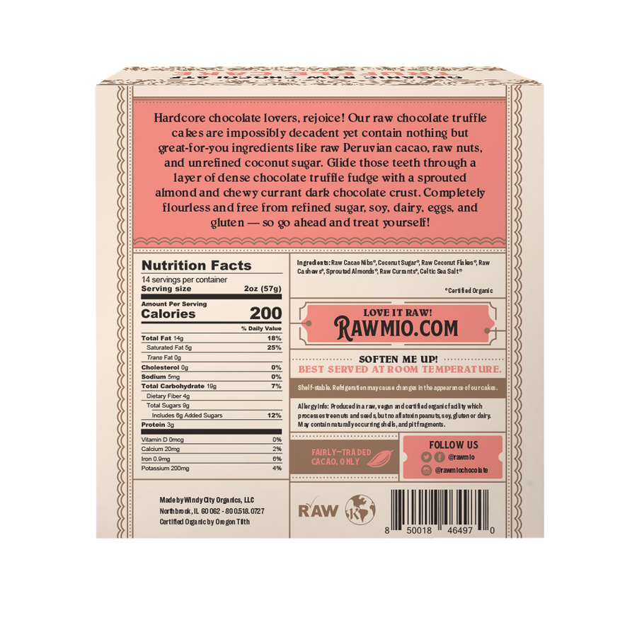 Back of package with ingredients and nutritional value