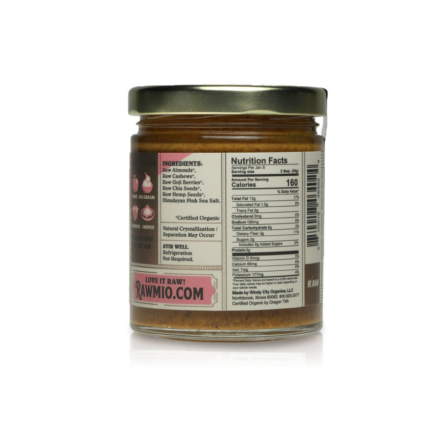 Back of package with ingredients and nutritional value